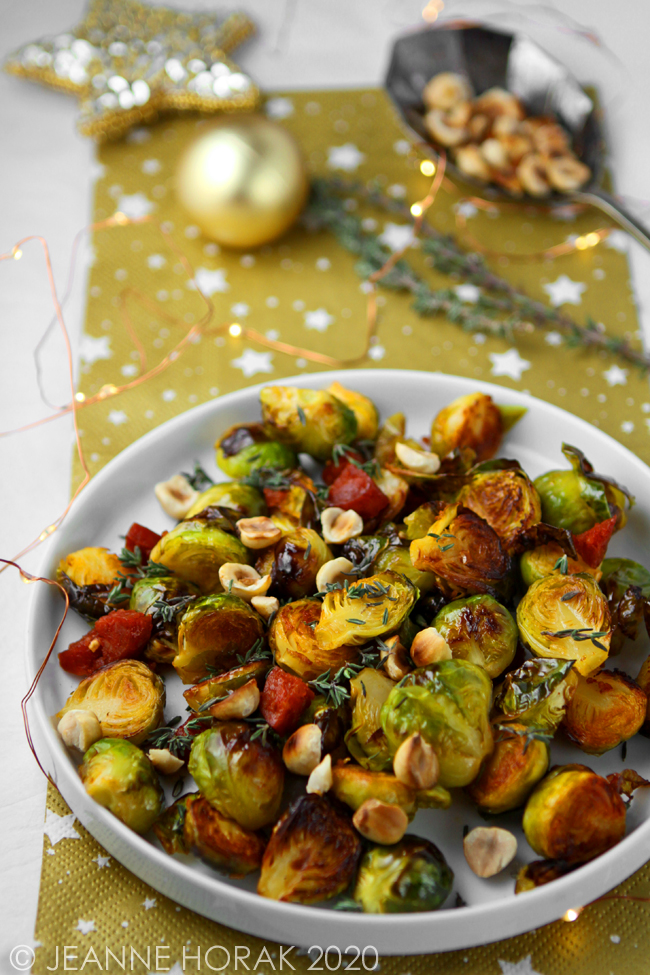 Brussels sprouts with chorizo & hazelnuts
