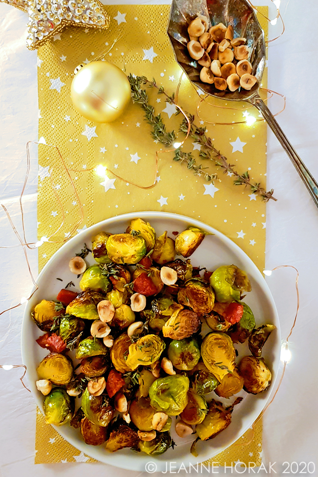 Brussels sprouts with chorizo & hazelnuts