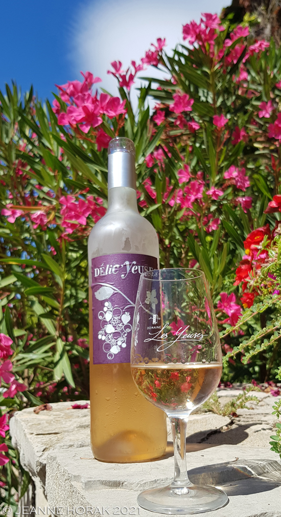 Rose wine and pink flowers