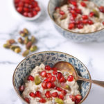 Bowl of Bircher muesli with pomegranate