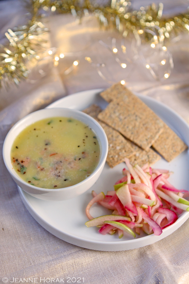 Potted smoked salmon with apple red onion slaw