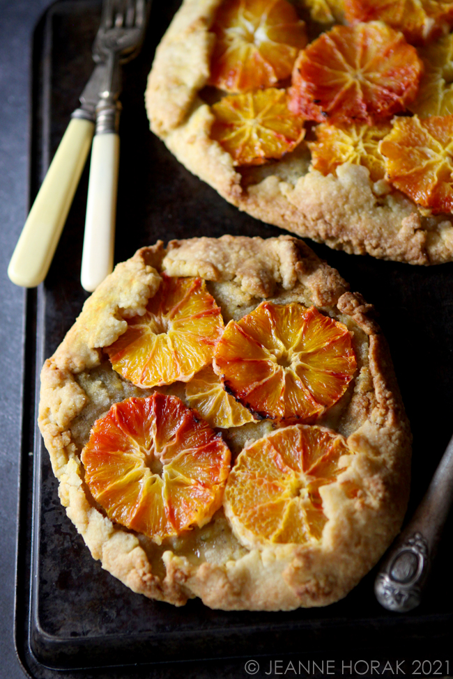 Blood orange & pistachio galettes