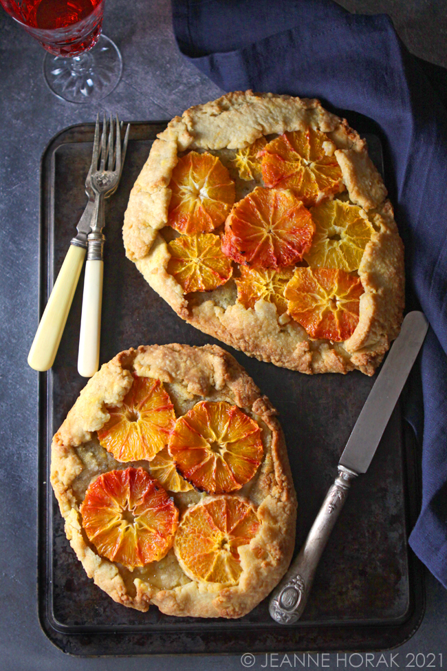 Blood orange & pistachio galettes