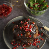 Roast lamb with pomegranate glaze