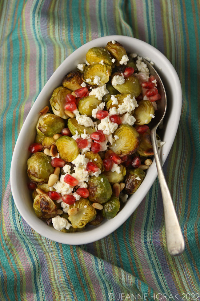 Roasted Brussels sprouts with pomegranate & feta