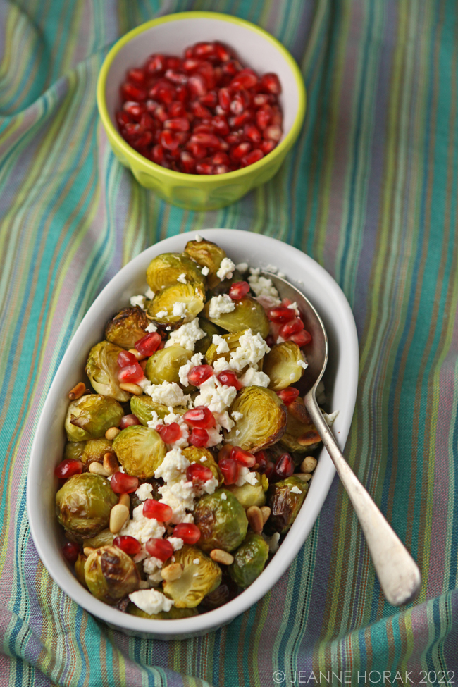 brussels sprouts with feta and pomegranate